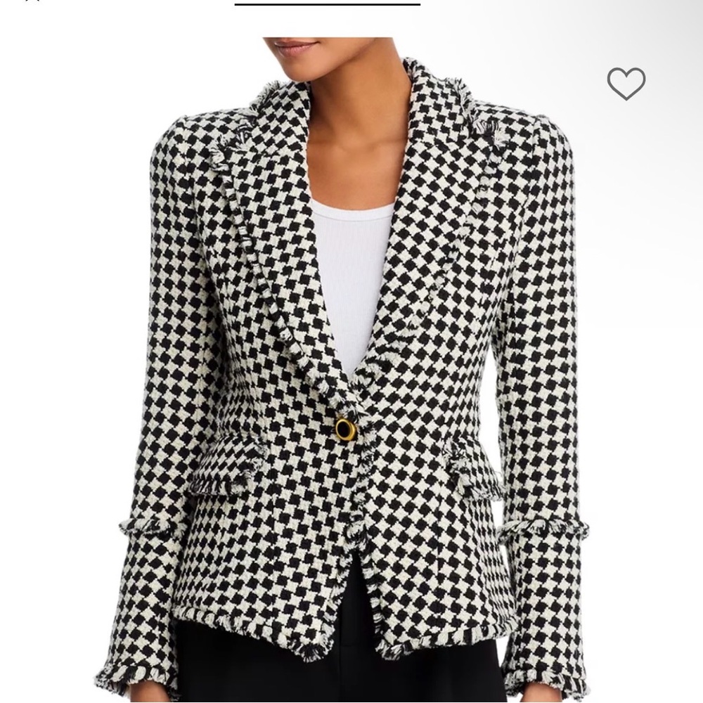L'AGENCE Black and White Houndstooth Blazer